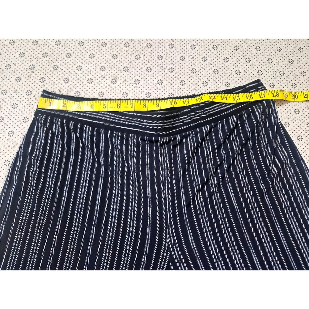Adrianna Papell‎ XL Navy Blue White Striped Wide Leg Elastic Waist Pants - Picture 4 of 7